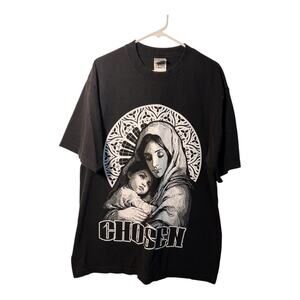 Streetwear Christian Catholic T Shirt Mother Mary & Baby Jesus Mens Size Large